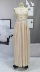 New European and American round neck lace chiffon dress swing skirt dress