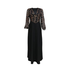 2023 ثوب جديد لصيف الشرق الأوسط مسلم بالترتر رداء للسيدات العربيات فستان أسود فاتح