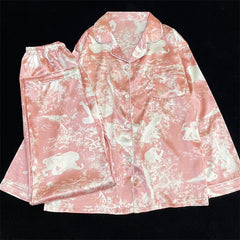 Summer women's comfortable silk long-sleeved pajamas home clothes thin suit