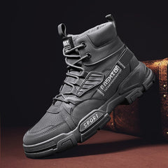 Winter Outdoor Hiking Boots for Men Fashion High Top Casual Shoes Artificial Leather for Leisure Army Boot