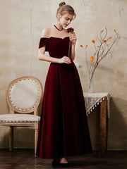 Ladies velvet mid-length tube top one shoulder banquet evening dress LX451