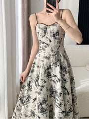 New Summer Women's Spaghetti Suspenders Floral Casual Midi Dress Sleeveless Slim Fashion Elegant Beach Boho Tank Top Women's Robe