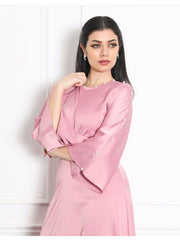 2022 New Middle East Fashion Women Modest Dress Satin Shiny Texture Long Belt Lace Up Commuter Dress Elegant