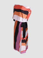 Geometric Print Off-Shoulder Long Dress Two-Piece Set