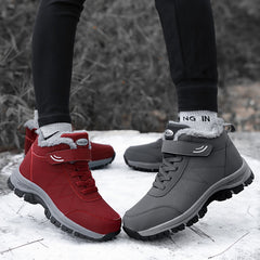 Boots Plush Leather Waterproof Sports Shoes Hunting Shoes Lace Up Outdoor Warm Hiking Boots Men's