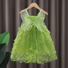 Baby Girl 2023 Summer Dress Mesh Sling Children's Skirt Super Butterfly Dress Children's Dress