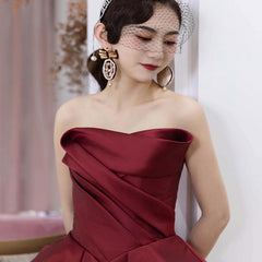 Toast dress bride temperament thin retro tube top long red engagement banquet women's evening dress