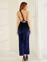 European and American new women's clothing new sleeveless halterneck dress long skirt