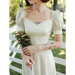 2022 تنورة فرنسية كلاسيكية للسفر والتصوير الفوتوغرافي بسيطة وخفيفة للخروج فستان زفاف خفيف يوميًا فستان تسجيل شهادة شخص صغير في الخريف