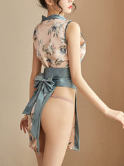 Ladies Fashion Simulated Silk Print Nightgown J1JX1447YML