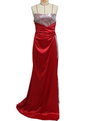 Sequin slit dress long skirt tube top dress