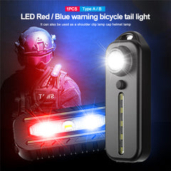 Type C Rechargeable Bike Tail Light LED Portable Flashlight Waterproof Emergency Torch Flashlight Cycling Running Cycling Hiking