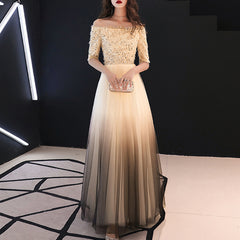 Ladies Long Sleeves One Shoulder Sequin Contrast Color Fashion Banquet Evening Dress