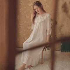 Spring and Autumn long sleeved nightgown Korean version plus fat plus size fat MM200 jins the long cotton sleep skirt pajamas women