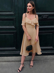 European and American new women's clothing wish Dunhuang sexy slim suspender dress polka dot skirt