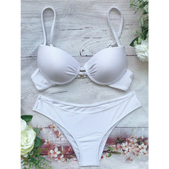 Sexy White Underwire Bra Cup Bikinis Swimsuits Women's Swimwear 2021 Summer Beach Swim Two-piece Set Female Bathing Suits
