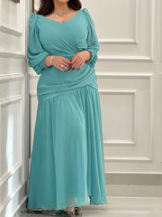Green Elegant Chiffon Dress