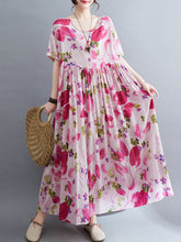 Women's new skirt Mori girl pastoral style summer new literary and artistic large size women's clothing fat MM plus fat plus printing short-sleeved li