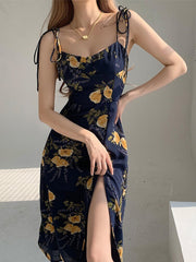 Summer Dresses For Women 2022 Vintage Sleeveless V Neck Spaghetti Strap Midi Clothes Female Bodycon Party Dress Womanman