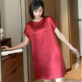Summer New Lady Nightgown Nightdress Trim Satin Sleepwear Nightwear Sexy Sleepdress Homedress Casual Home Dressing Gown Lingerie