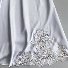 Women Nightgowns Sexy Nightwear Lace Patchwork Camisola Lingerie Nighty Wedding Silk Dress Sleep Wear Nightdress Clothes 5Colors