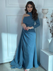 Dark green elegant knitted hip dress