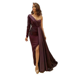 Evening dress women's new one-piece dinner catwalk dress long host with slits to show thin and large size