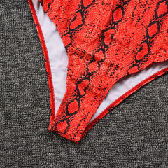 Bikini Swimwear European and American Fashion Snakeskin Leopard Print Belly Strap One-Piece Swimsuit