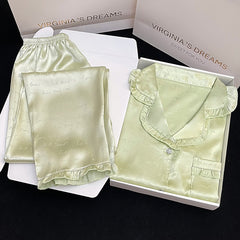 Sweet purple tulip wearable women's pajamas long-sleeved home clothes silk suit