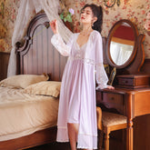 Long sleeved nightgown set Autumn Modal nightgown with suspender princess home dress palace style nightgown 2 pieces for spring and winter