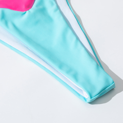 European and American new split swimsuit bikini three-color stitching swimsuit