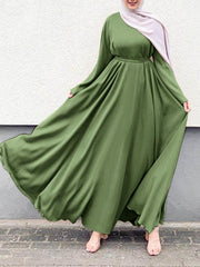 ZANZEA Women Muslim Dresses Abaya Kaftan Solid O-Neck Long Sleeve Vintage Long Dress Fashion Holiday Casual Loose Ladies Vestido Plus Size