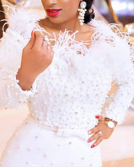 Autumn and winter European and American foreign trade women's cross-border beaded hip sexy dress