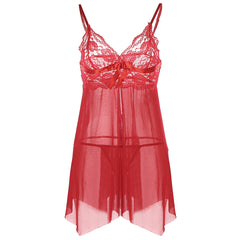 女士性感蕾丝网纱拼接吊带睡裙