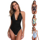 European and American new cross-border pure color tube top Brazilian sexy one-piece swimsuit beach one-piece swimsuit