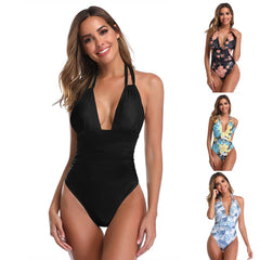 European and American new cross-border pure color tube top Brazilian sexy one-piece swimsuit beach one-piece swimsuit