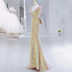 Hot sale new annual meeting evening dress female 2023 temperament mermaid Ji sequin fishtail celebrity host long skirt slim
