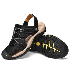 2022 الصيف الرجال الصنادل أحذية الشاطئ حذاء سيفتي تو جلد الوجه اثنين ارتداء الأحذية في الهواء الطلق عبر البلاد المشي لمسافات طويلة حجم كبير