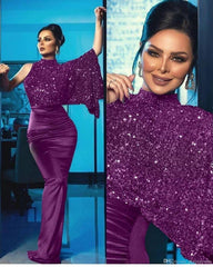 Women's 2022 new solid color sequins banquet evening dress long dress ladies