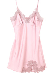 Summer Silk Satin nightdress with Chest Pad Thin -Fit WOMEN Nightgown Sexy Spaghetti Strap Pajamas Sleepwear Nightdress women homewear Lingerie