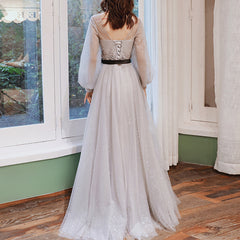 Ladies applique small tail party evening dress banquet party dress fashion long-sleeved tie party dress