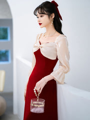 Best-selling new toast dress bride 2022 new winter wedding engagement long red simple fashion daily dress