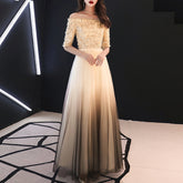 Ladies Long Sleeves One Shoulder Sequin Contrast Color Fashion Banquet Evening Dress