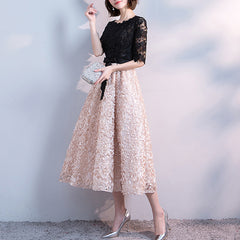 Ladies Round Neck Sleeve Lace Banquet Evening Dress L218