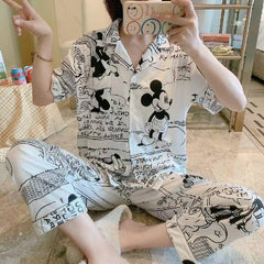Summer women pajama sets Mickey robes kawaii clothes casual nightgowns robe Open chest short sleeve girl