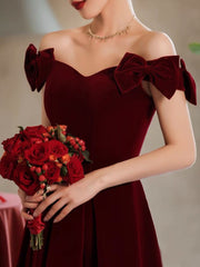 One-shoulder red wedding toast bride engagement dresssmall back door autumn and winter