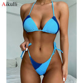 Sexy Triangle Bikinis Swimsuit Women Stitching  Sets Push UP Swimwear Biquini Bathing Suits String Female Summer Beachwear