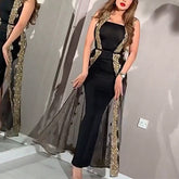 New cross-border foreign trade women's clothing independent station ebay sexy mesh shawl prom dress two-piece new