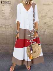 الربيع بوهو اللباس أزياء خمر عطلة المرأة فضفاضة قصيرة الأكمام اللباس عارضة فضفاض عطلة أنيقة تانك الأعلى