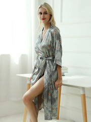 Satin Sleepwear Female Intimate Silky Bathrobe Gown Casual Kimono Robe Sexy Homewear Nightgown Long Sleepwear Bathrobe Dressing Pajamas